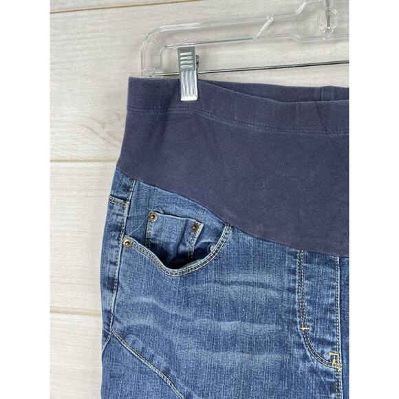 Motherhood Maternity Jean Skirt Sz M Mermaid Modest Stretch Denim Maxi Pockets - Picture 2 of 9